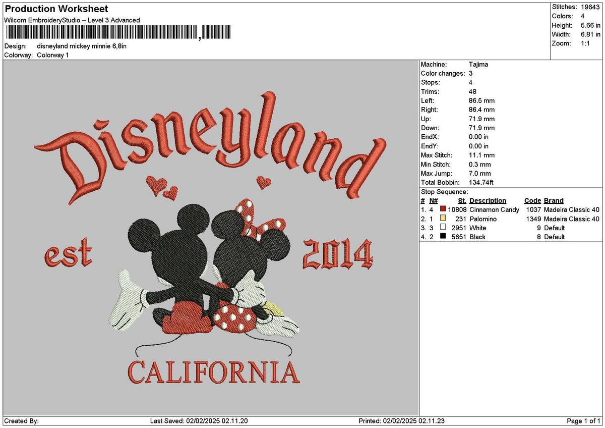 Dland Mickeylove 14 Embroidery File 6 sizes