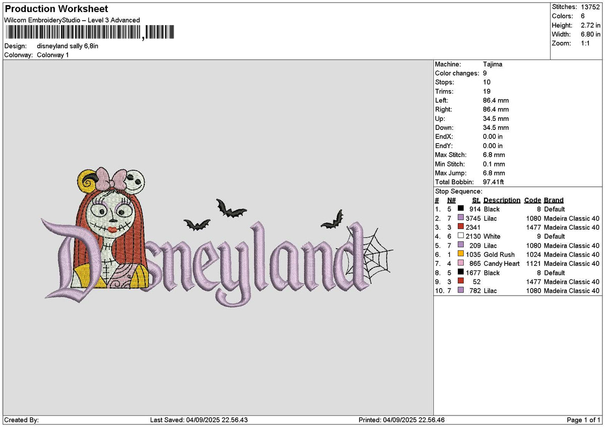 Dland Sally Embroidery File 6 sizes