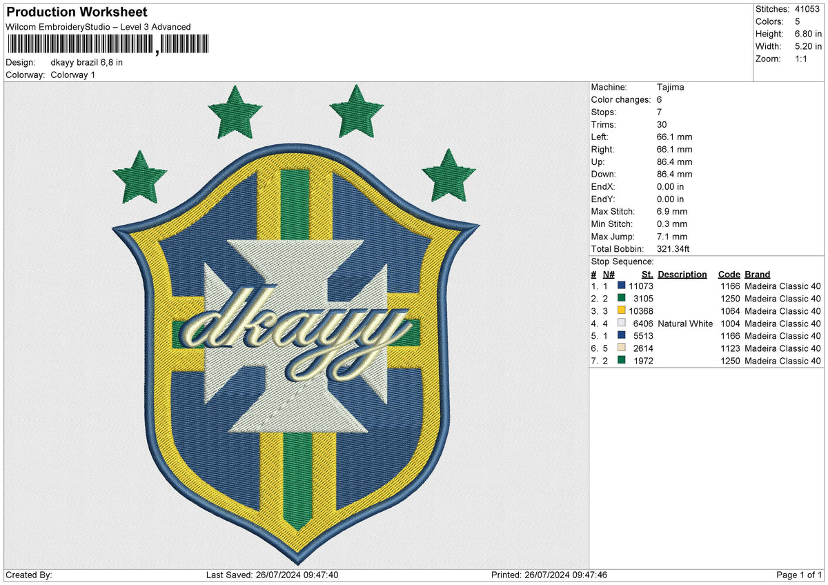 Dkayy Brazil Embroidery File 6 size