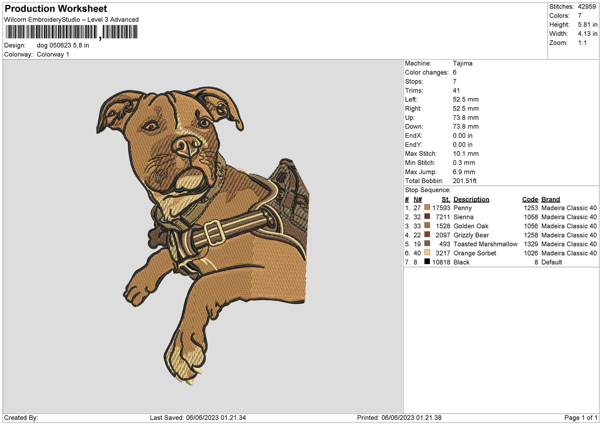 Dog 0506 Embroidery File 6 sizes