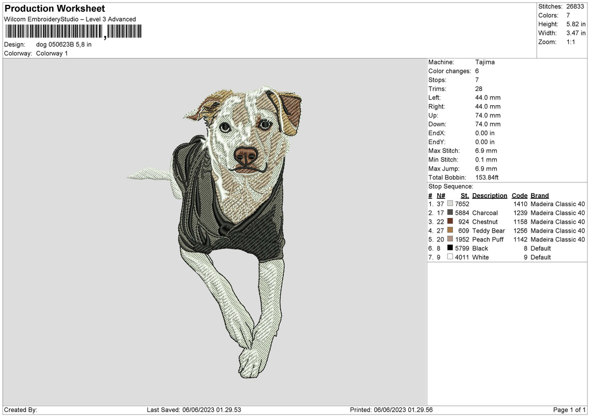 Dog 0506b Embroidery File 6 sizes