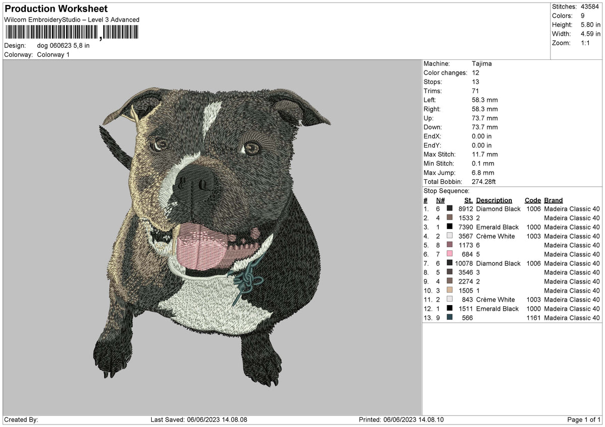 Dog 0606 Embroidery File 6 sizes