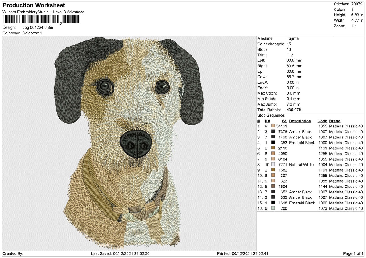 Dog 061224 Embroidery File 6 size