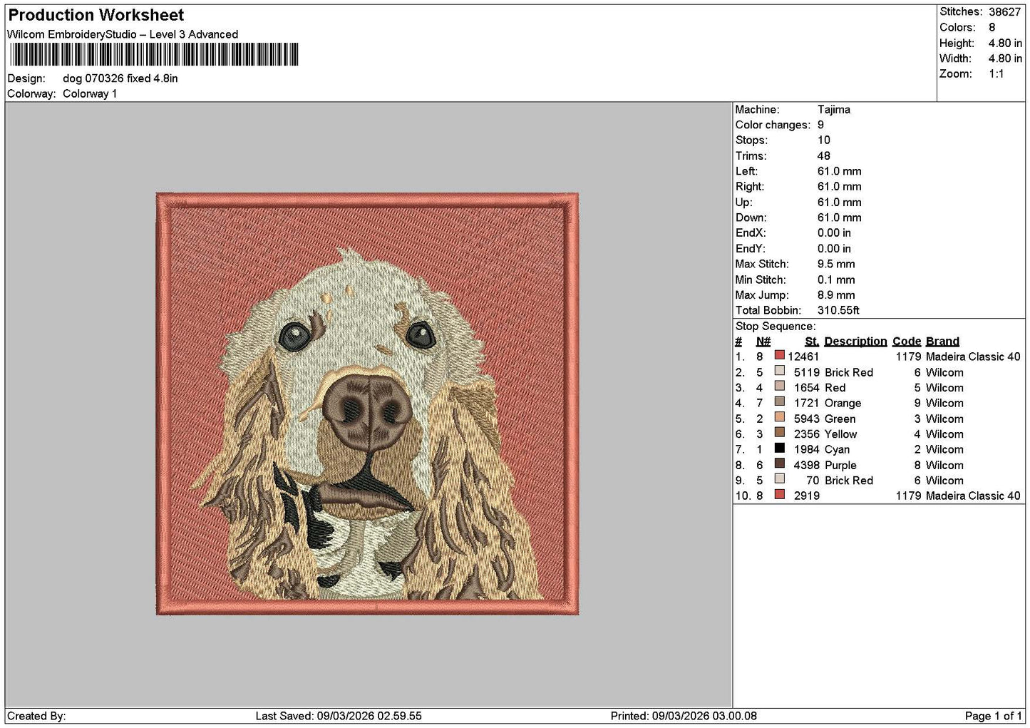 Dog 0703 Embroidery File 6 sizes