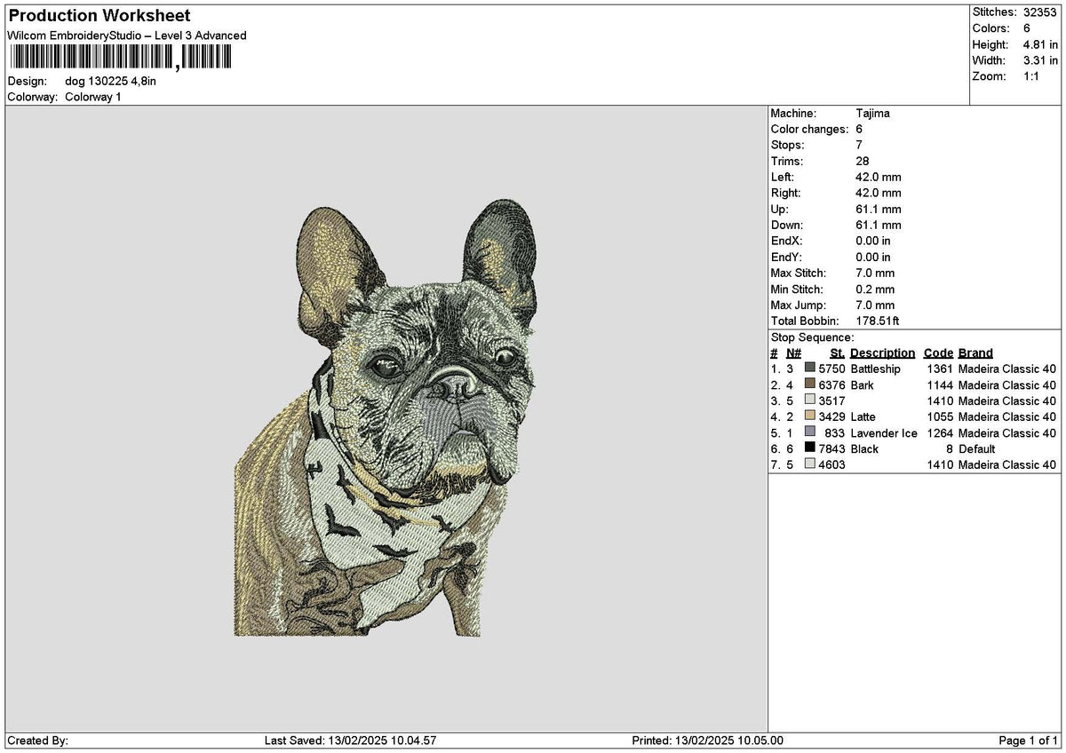 Dog 1302a Embroidery File 6 sizes
