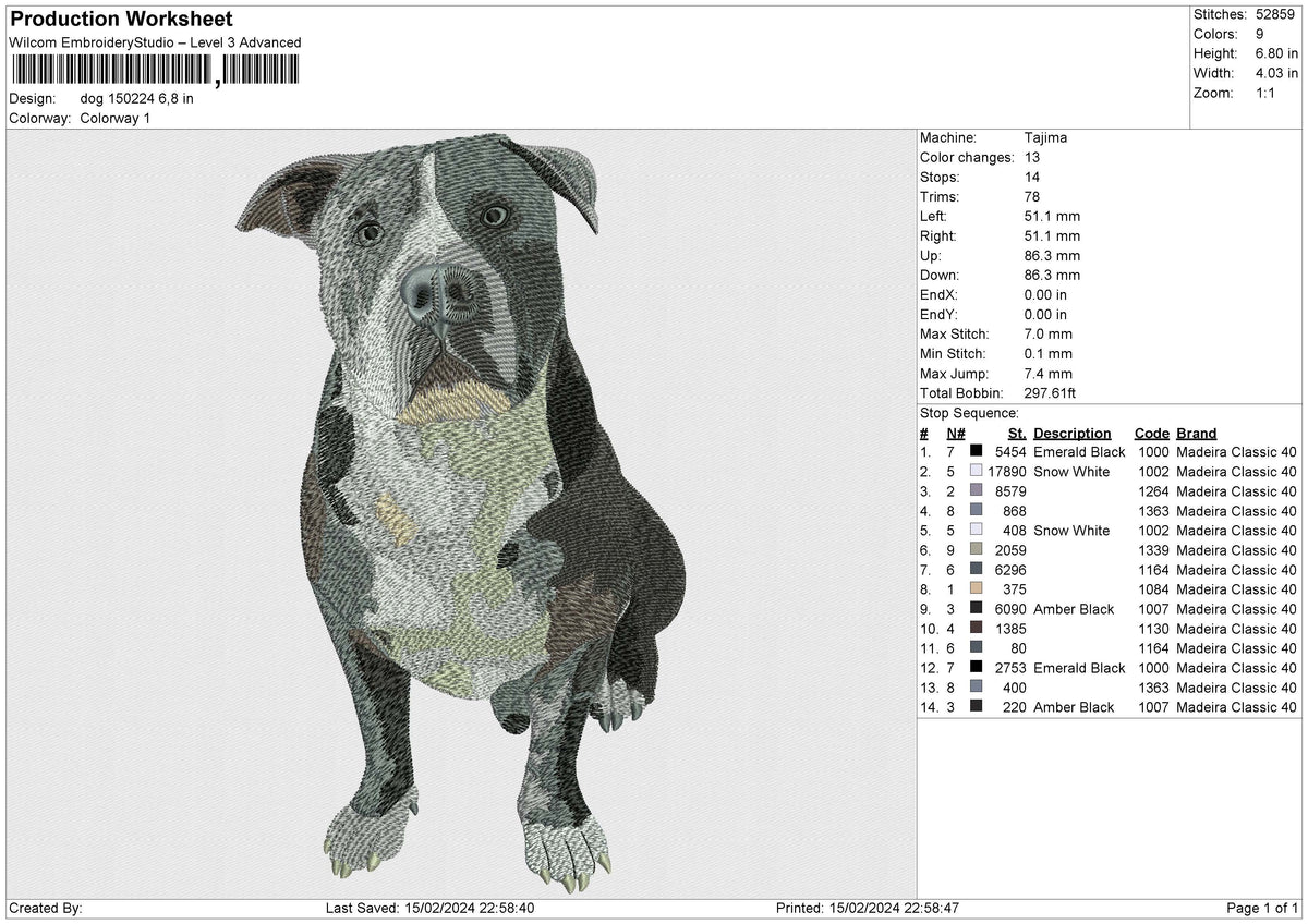 Dog 150224 Embroidery File 6 size