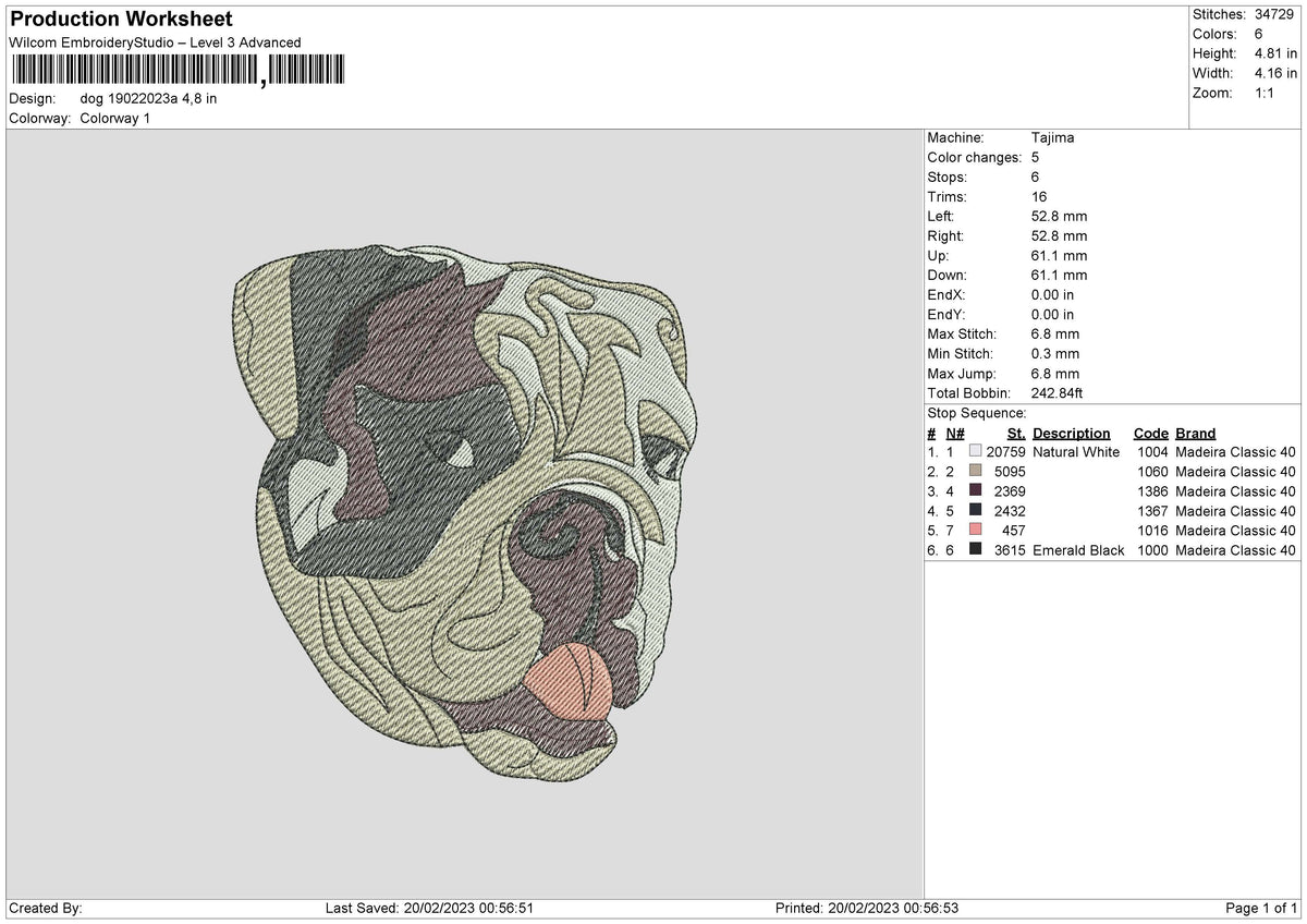 Dog 1902a Embroidery File 6 sizes