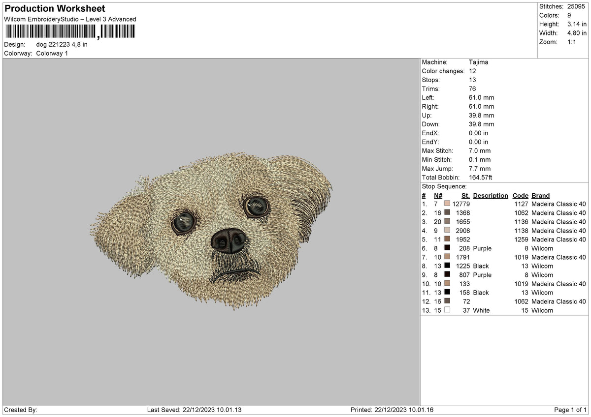 Dog 2212 Embroidery File 6 sizes