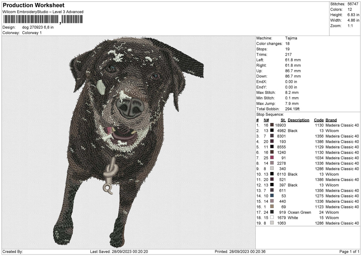Dog 270923 Embroidery File 6 size