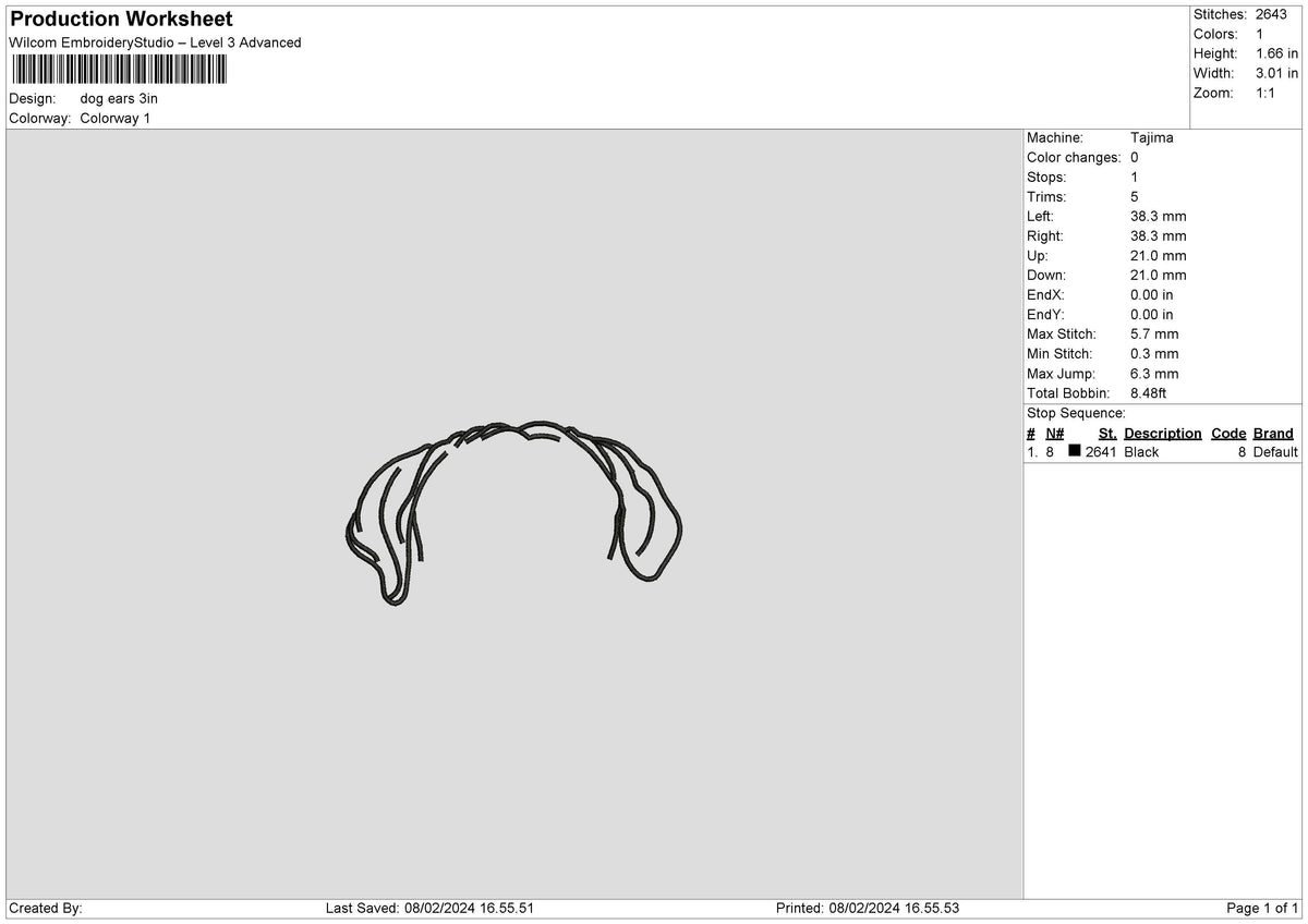 Dog Ears 0802 Embroidery File 6 sizes