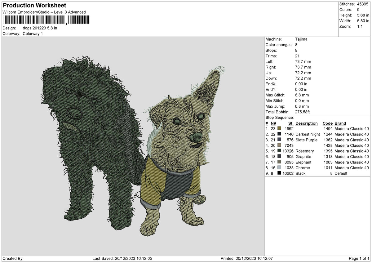 Dogs 1612 Embroidery File 6 sizes