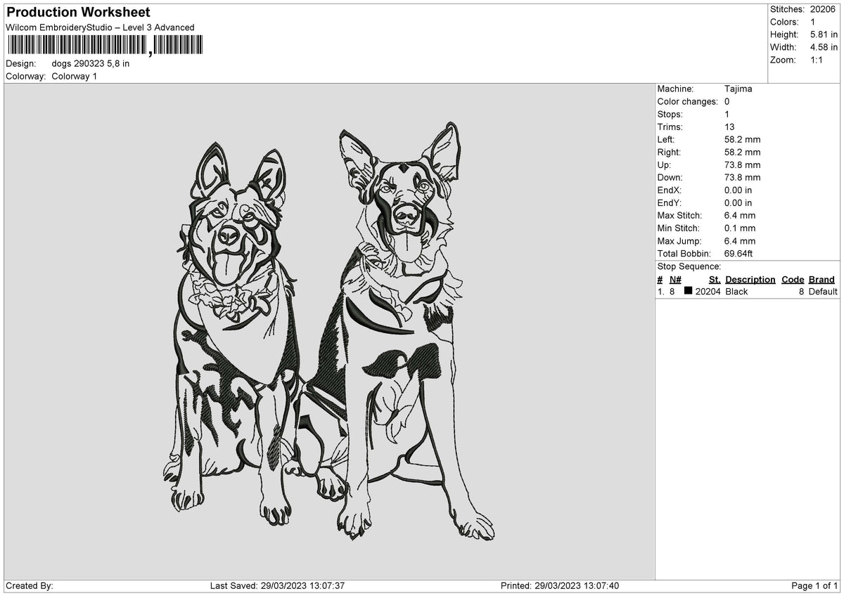 Dog 2903 Embroidery
