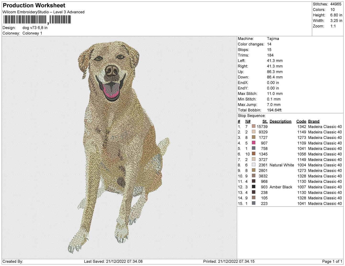 dog v73 Embroidery