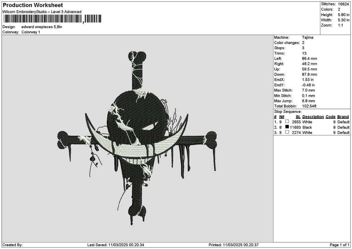 Edward 1103 Embroidery File 6 sizes