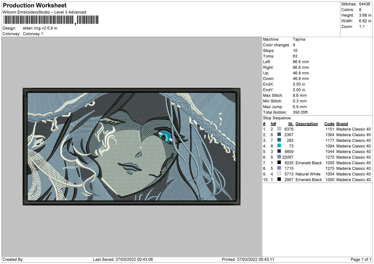 Elden Ring V2 Embroidery File 4 size