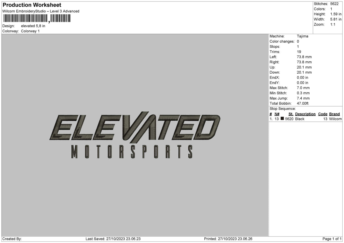 Elevated Embroidery File 6 sizes