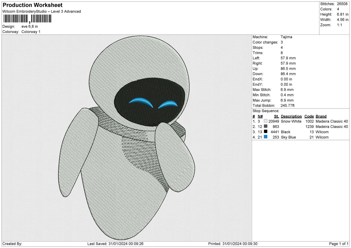 EVE Embroidery File 6 size