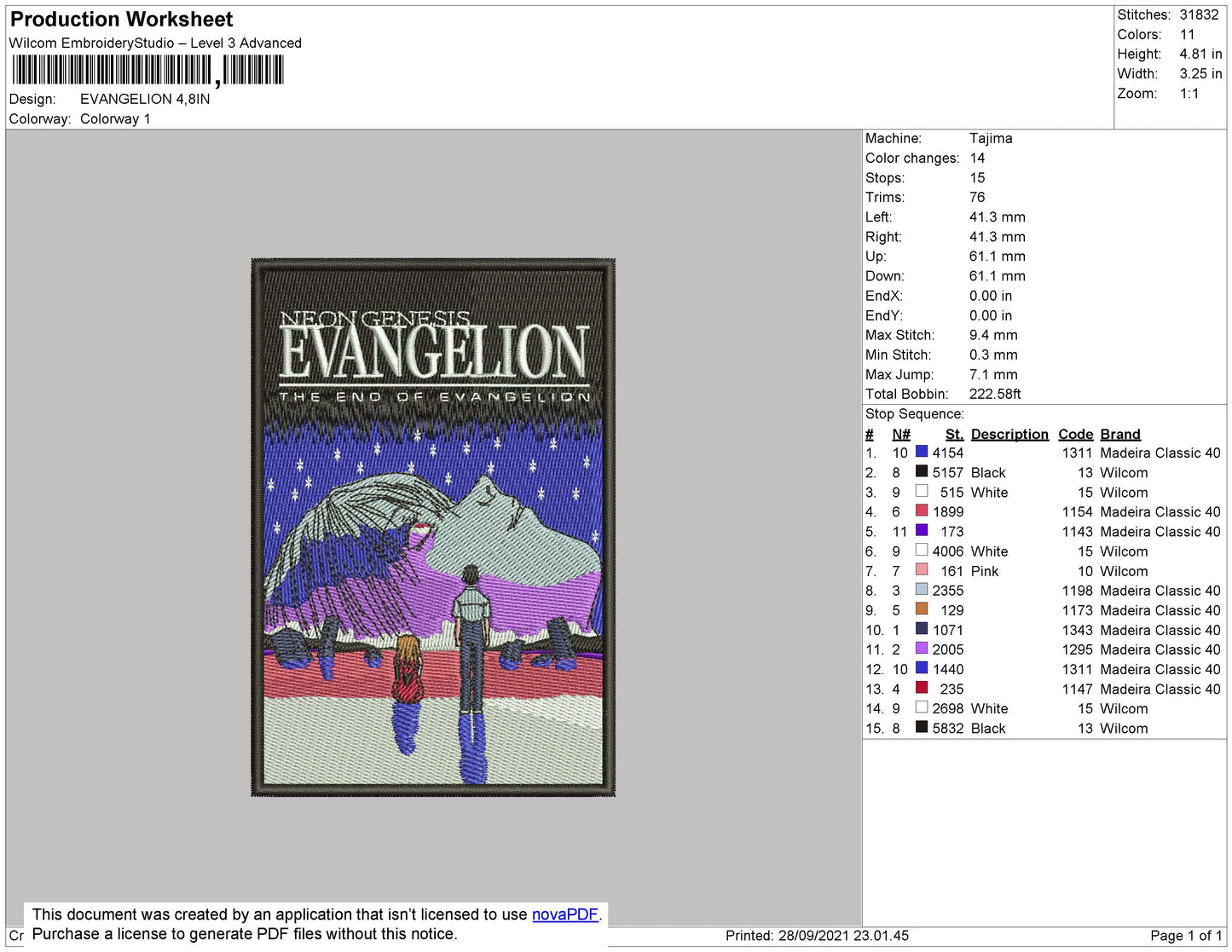 Evangelion v2 Embroidery