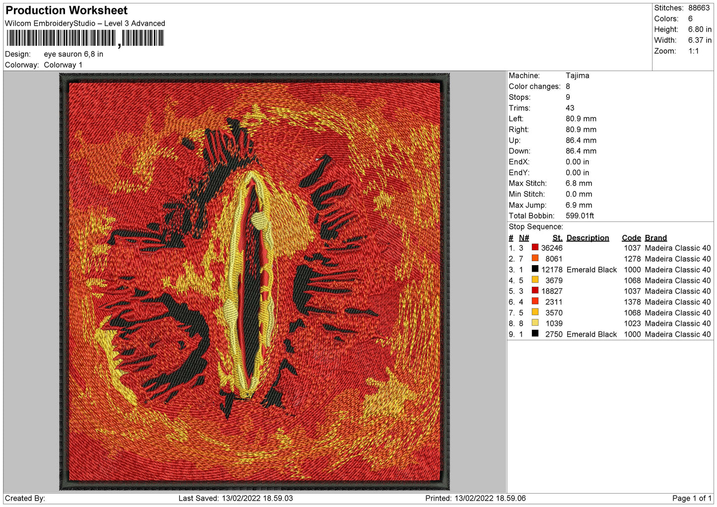 Eye Sauron Embroidery