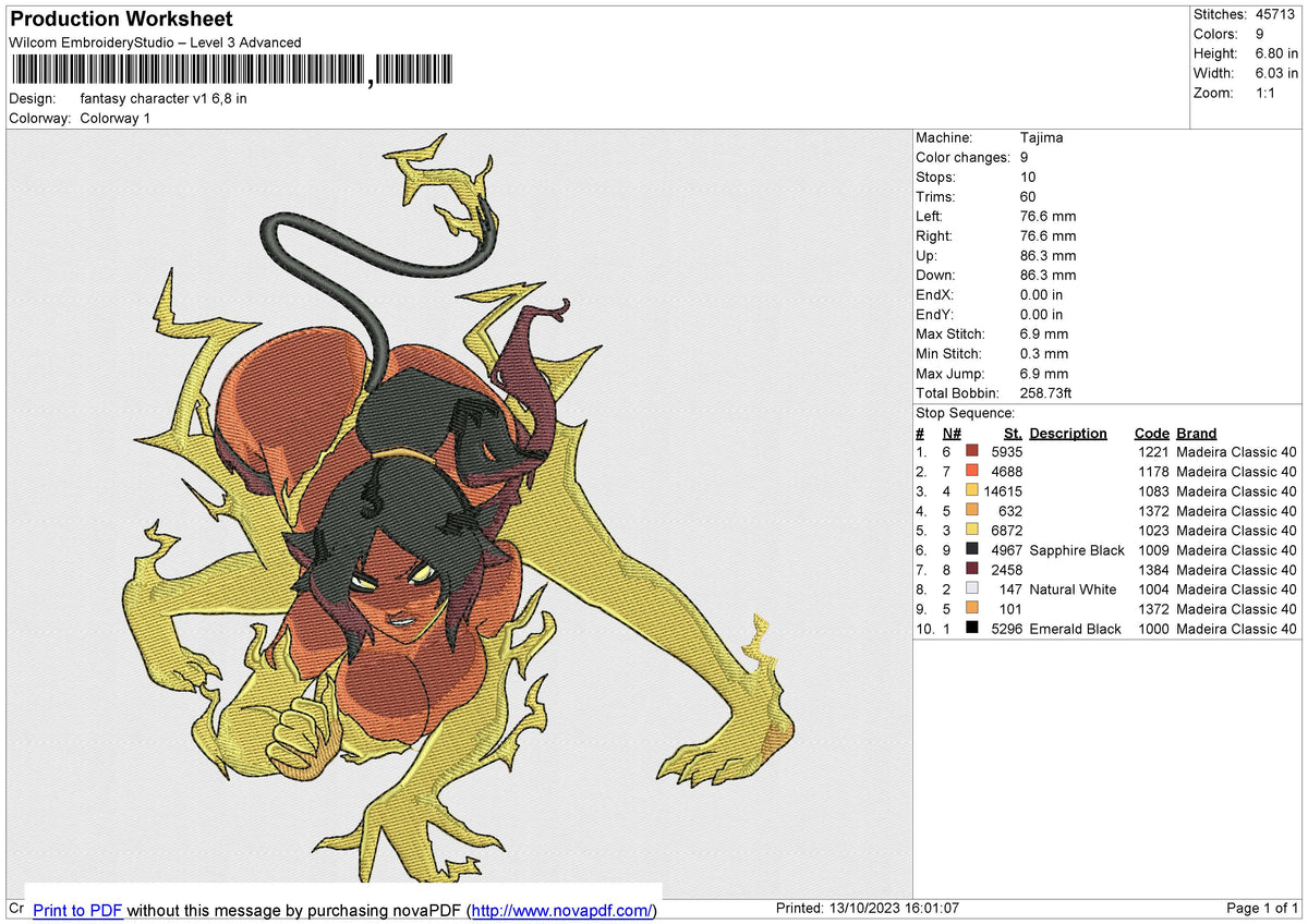 Fantasy Character v1 Embroidery File 6 size