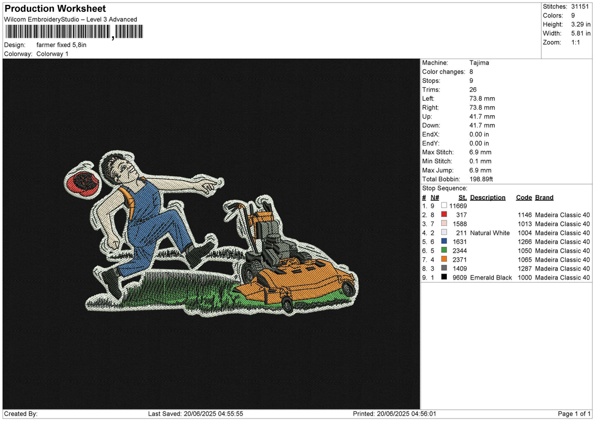 Farmer Embroidery File 6 size