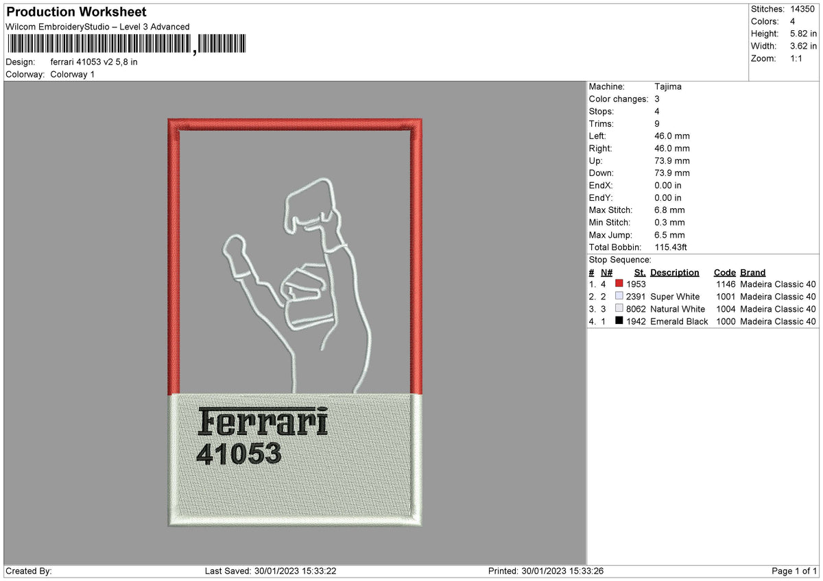 Ferrari Book Embroidery File 6 sizes