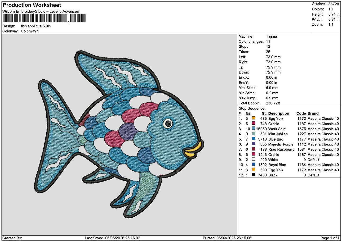 Fish App 0503 Embroidery File 6 sizes