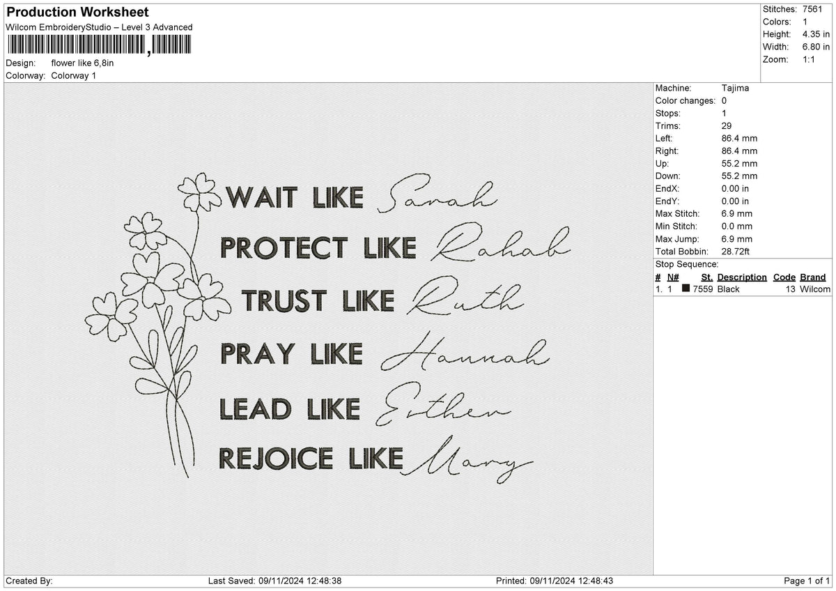 Flower Like Embroidery File 6 size