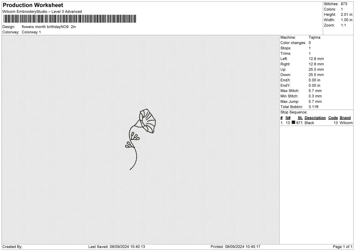 flowers month birthday Embroidery File 12 size