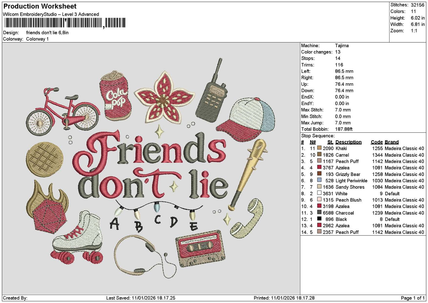 Friendstext 1101 Embroidery File 6 sizes