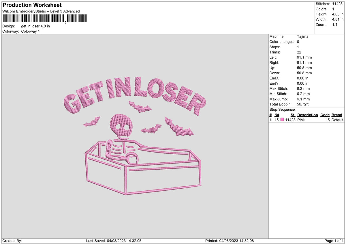 Get In Loser Embroidery File 6 sizes