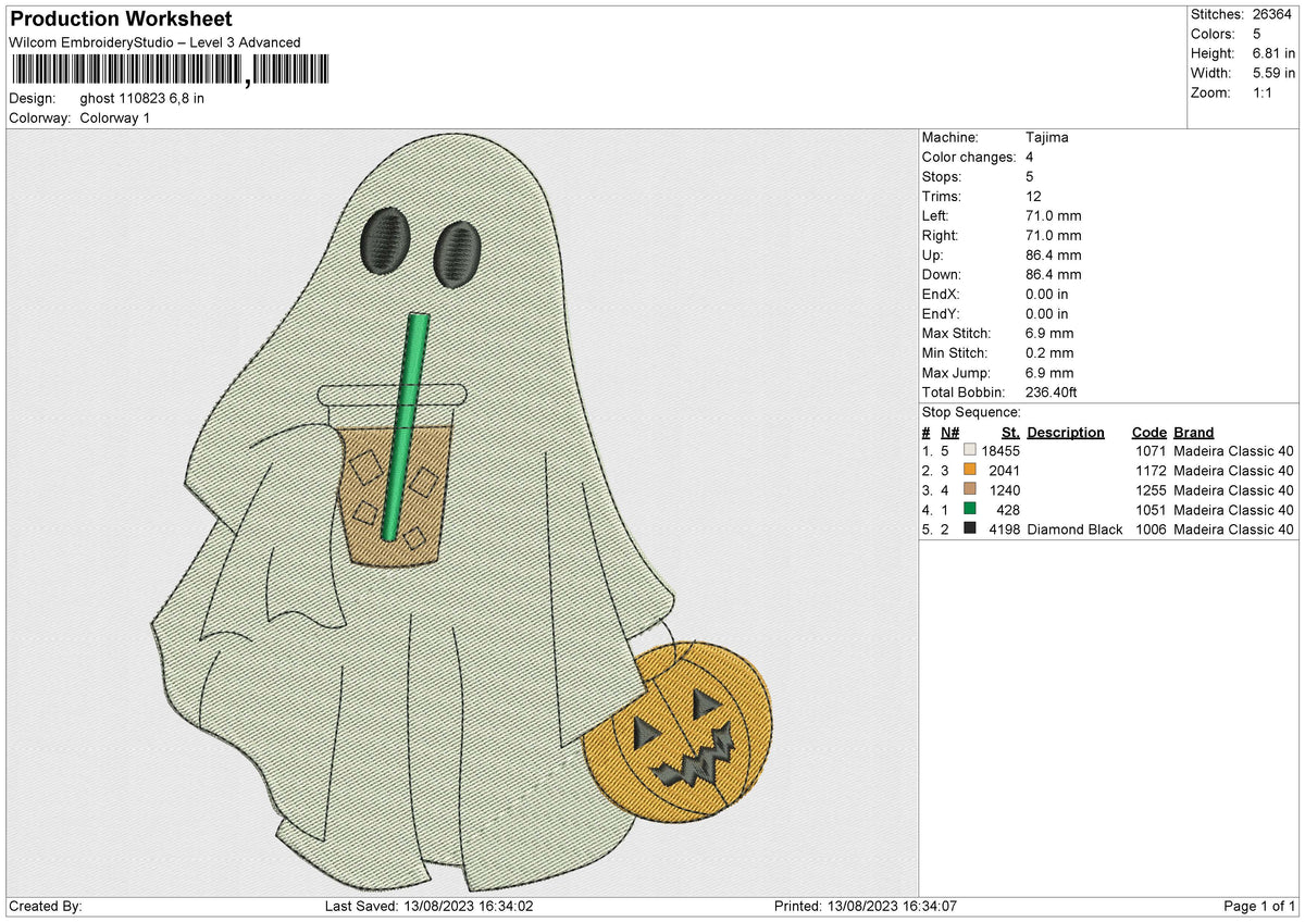 Ghost 110823 Embroidery File 6 size