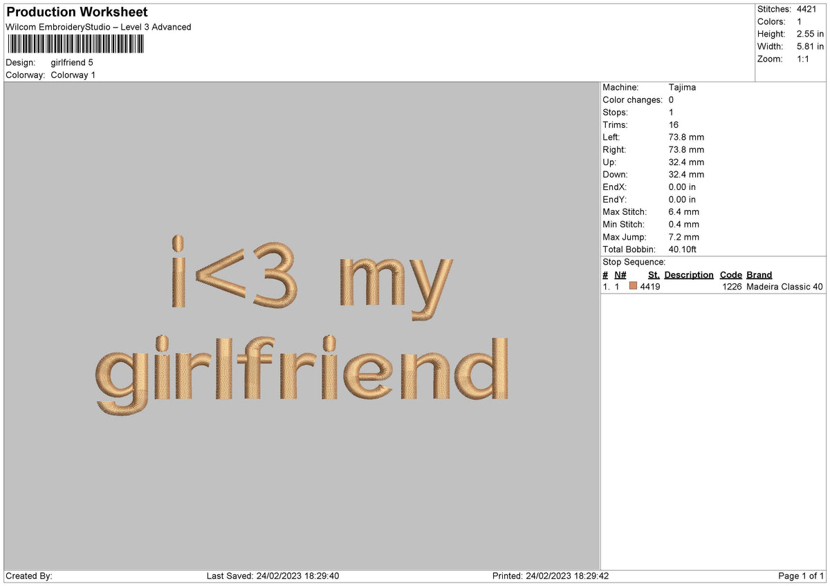 Girlfriend Luv Embroidery File 6 sizes