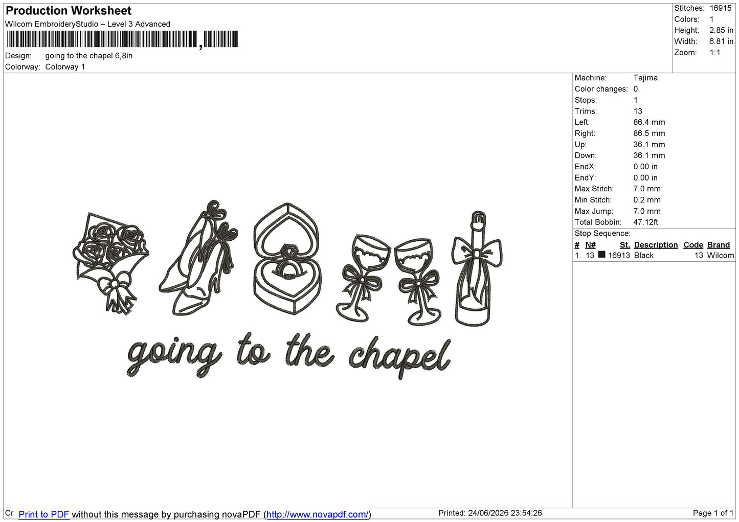 Going to the Chapel Embroidery File 6 sizes
