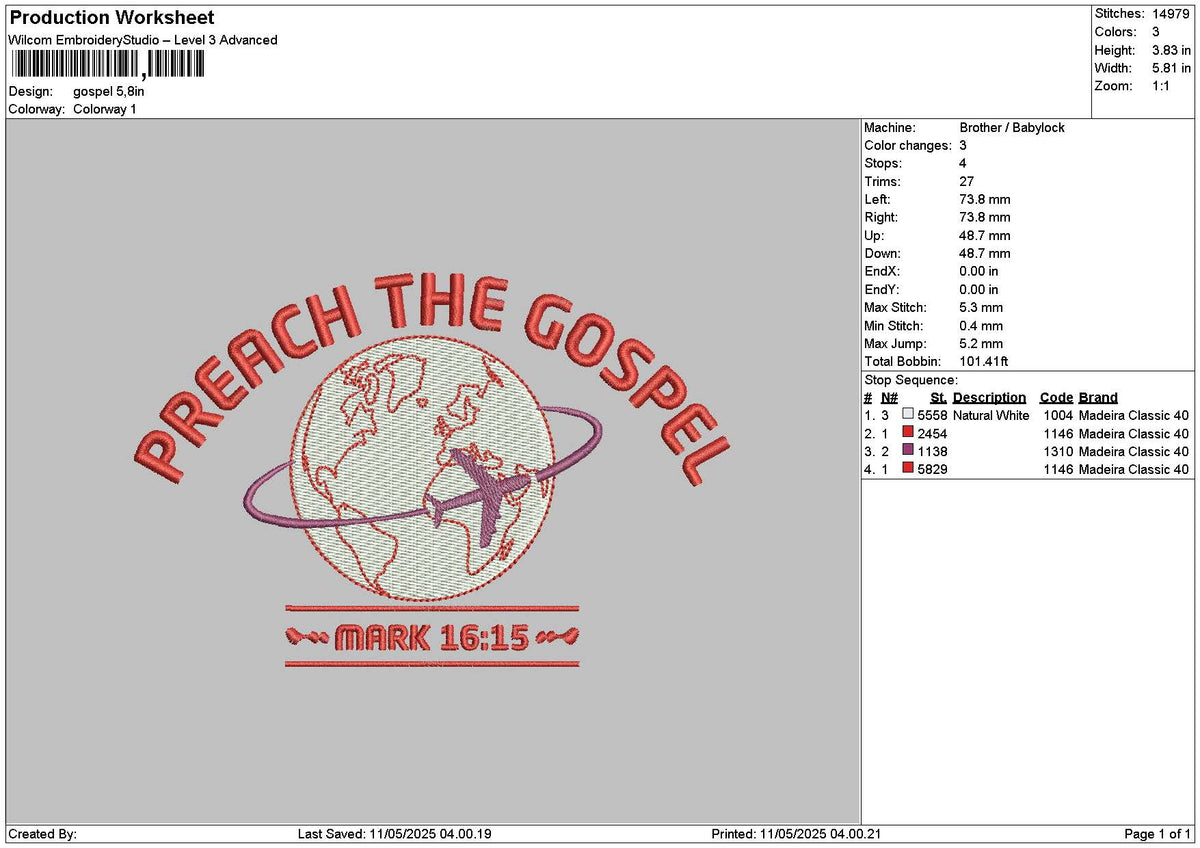 Gospeltext Embroidery File 6 sizes