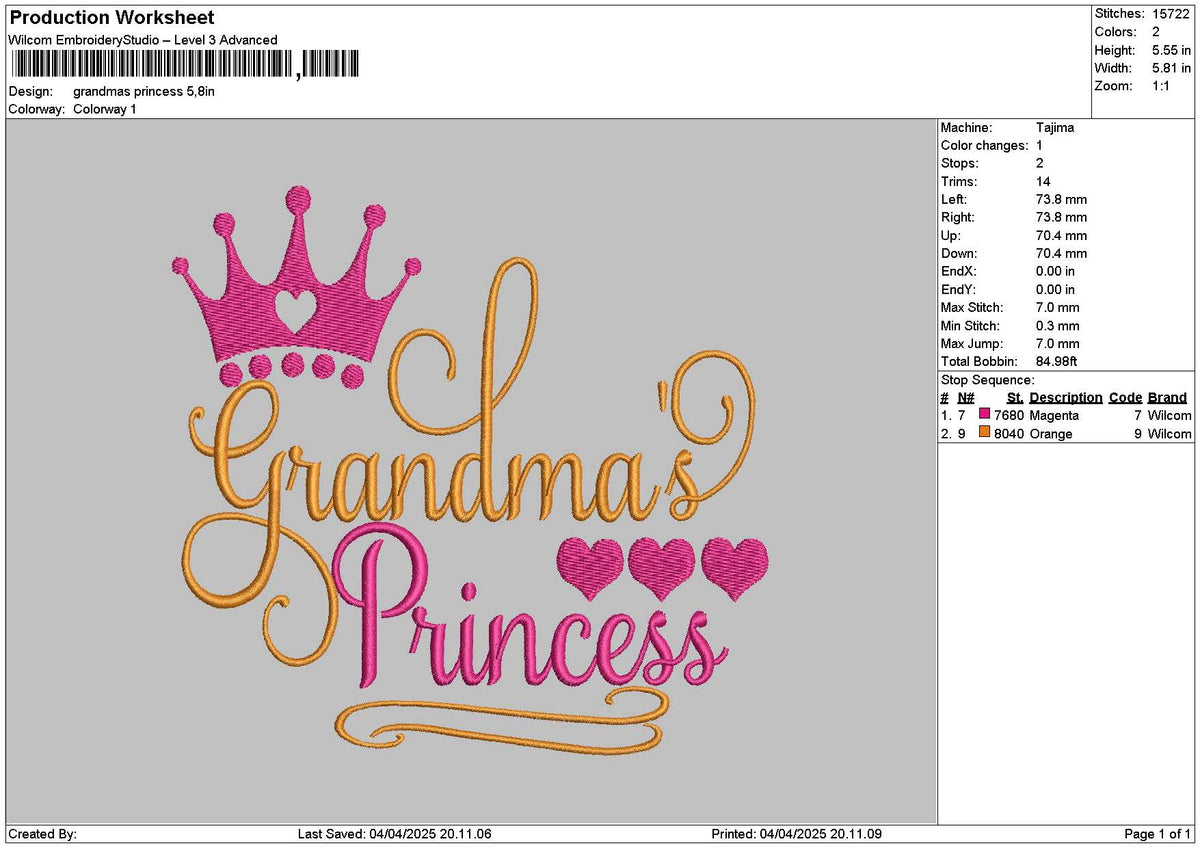 Grandmastext Embroidery File 6 sizes
