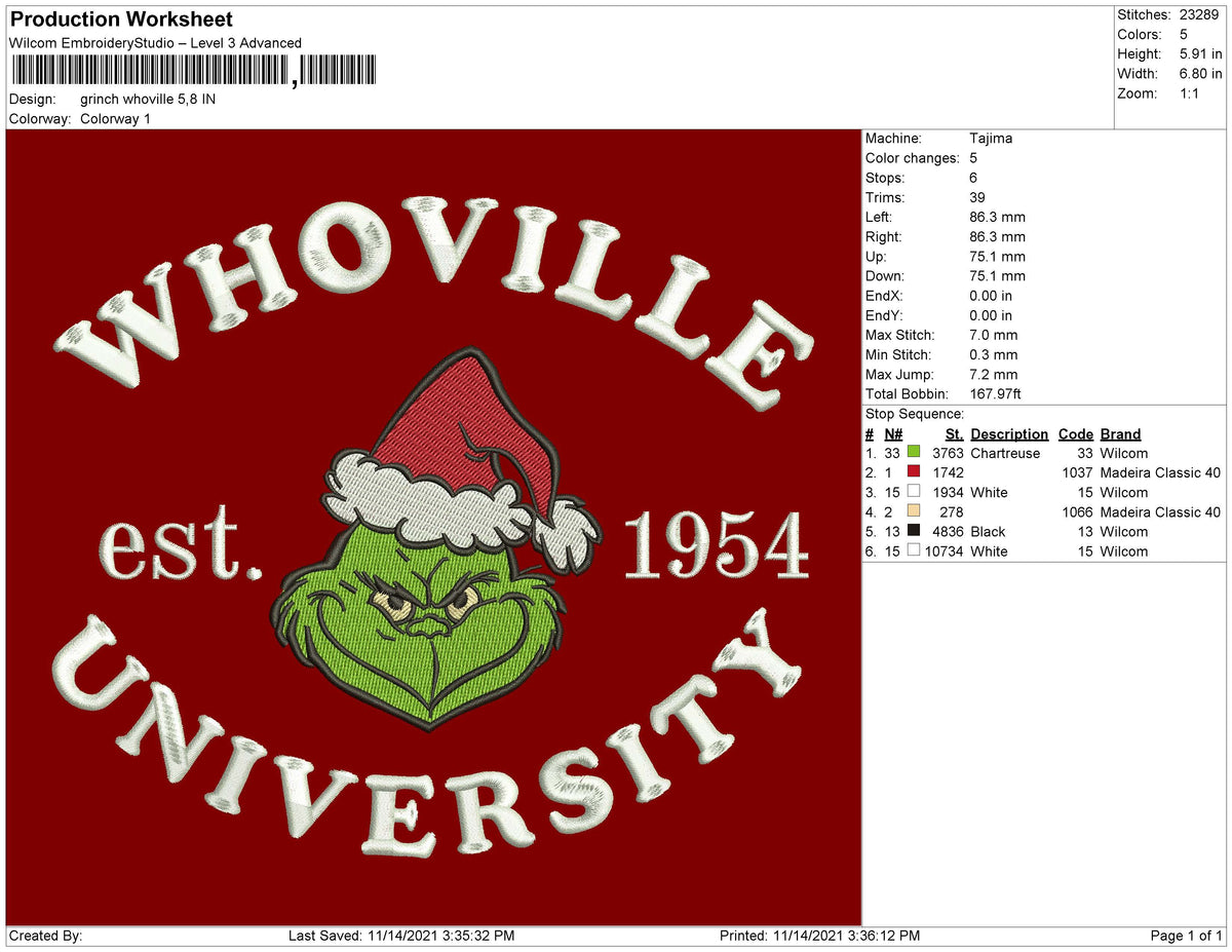 grinch whoville Embroidery