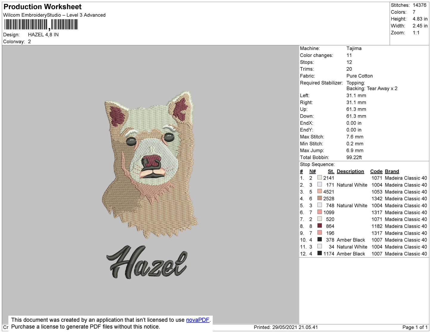Hazel Embroidery