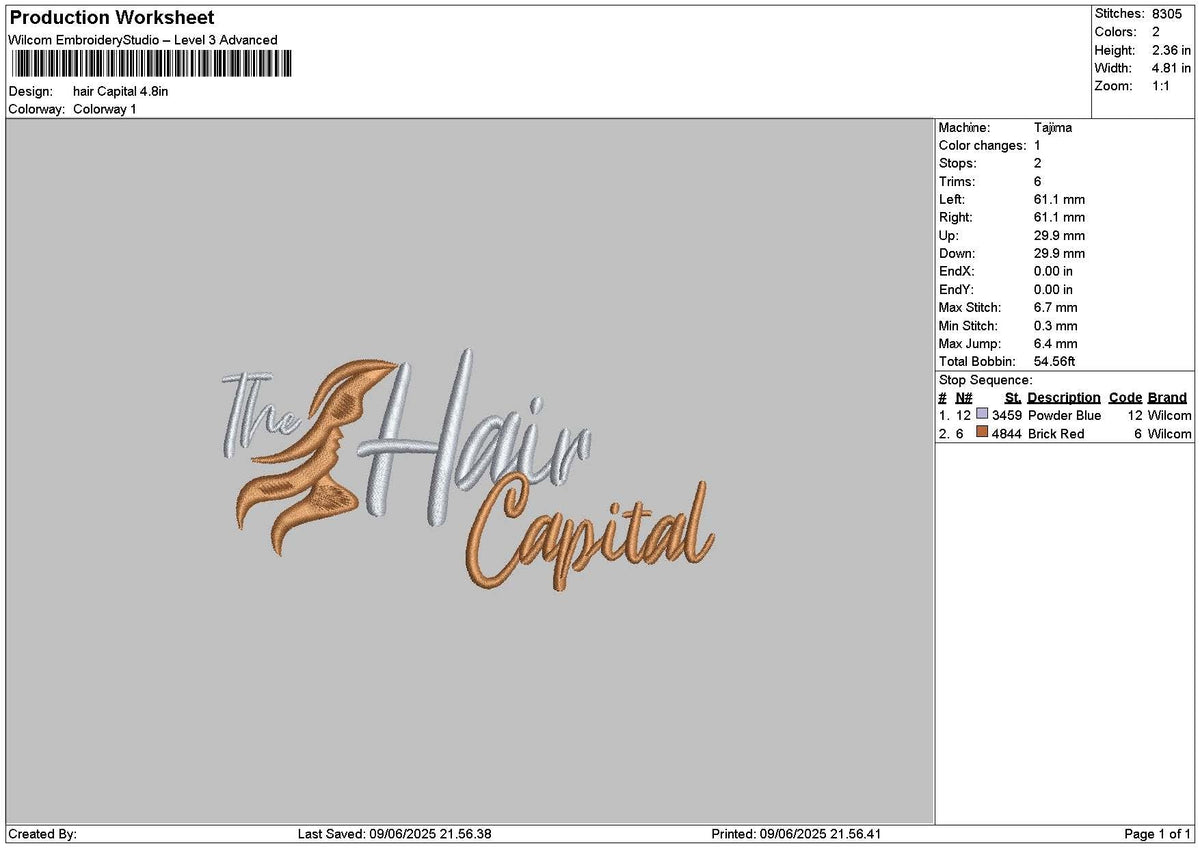 Hairtext 0906 Embroidery File 6 sizes