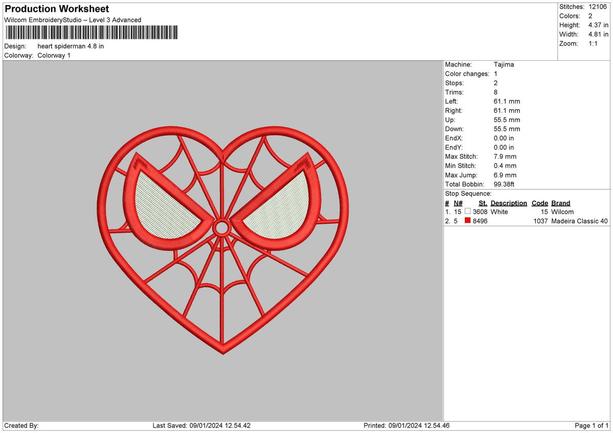 Heart Spider Embroidery File 6 sizes