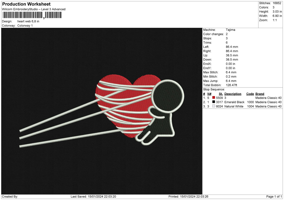 Heart web Embroidery File 6 size