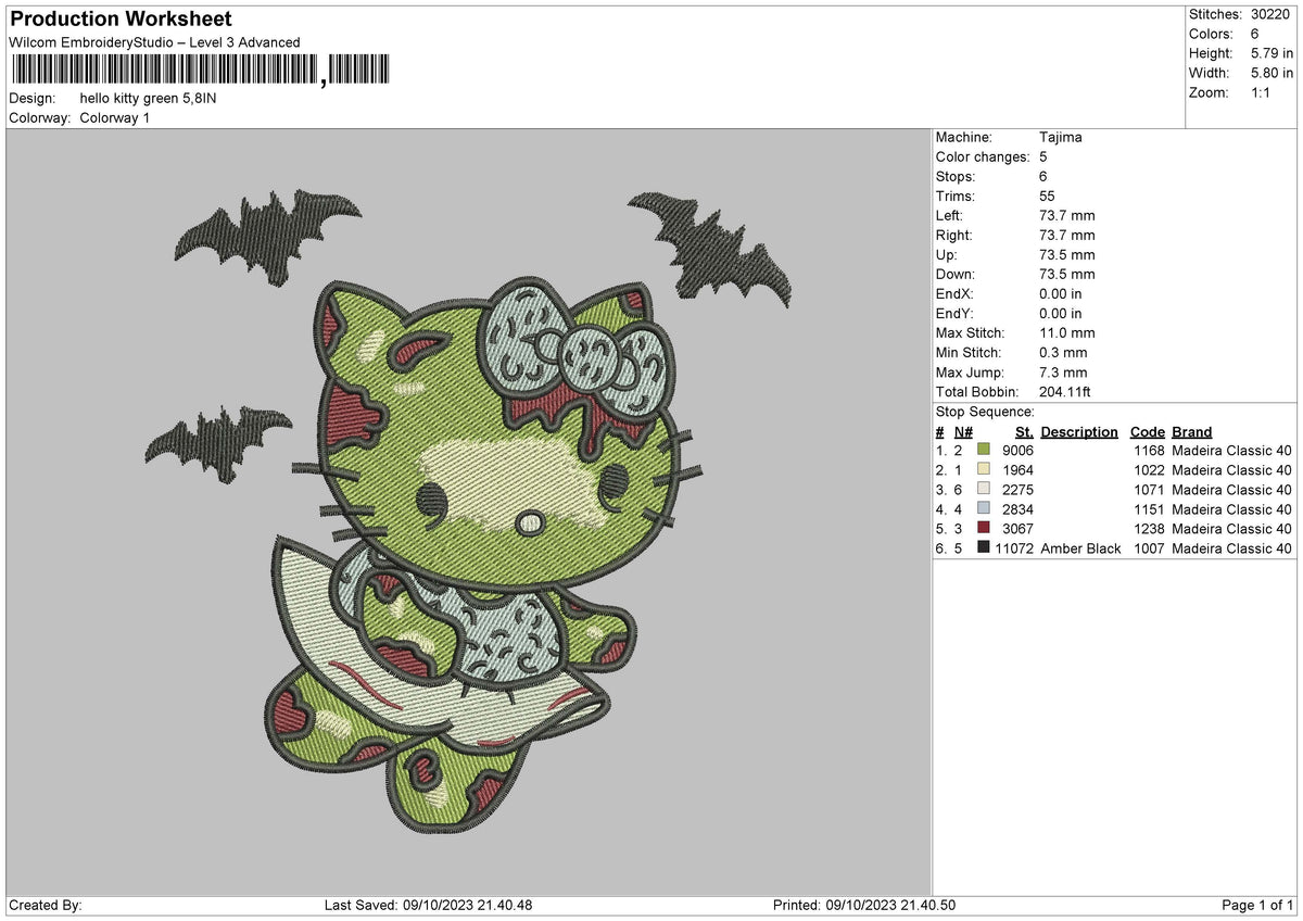 Hk Green Embroidery File 6 sizes