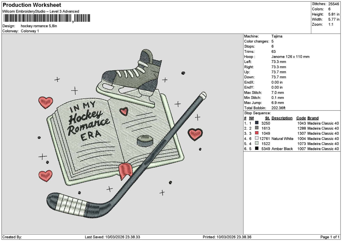 Hockeytext 1003b Embroidery File 6 sizes