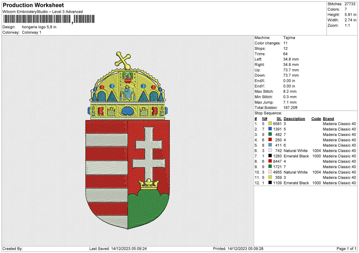 Hongaria logo Embroidery File 6 size