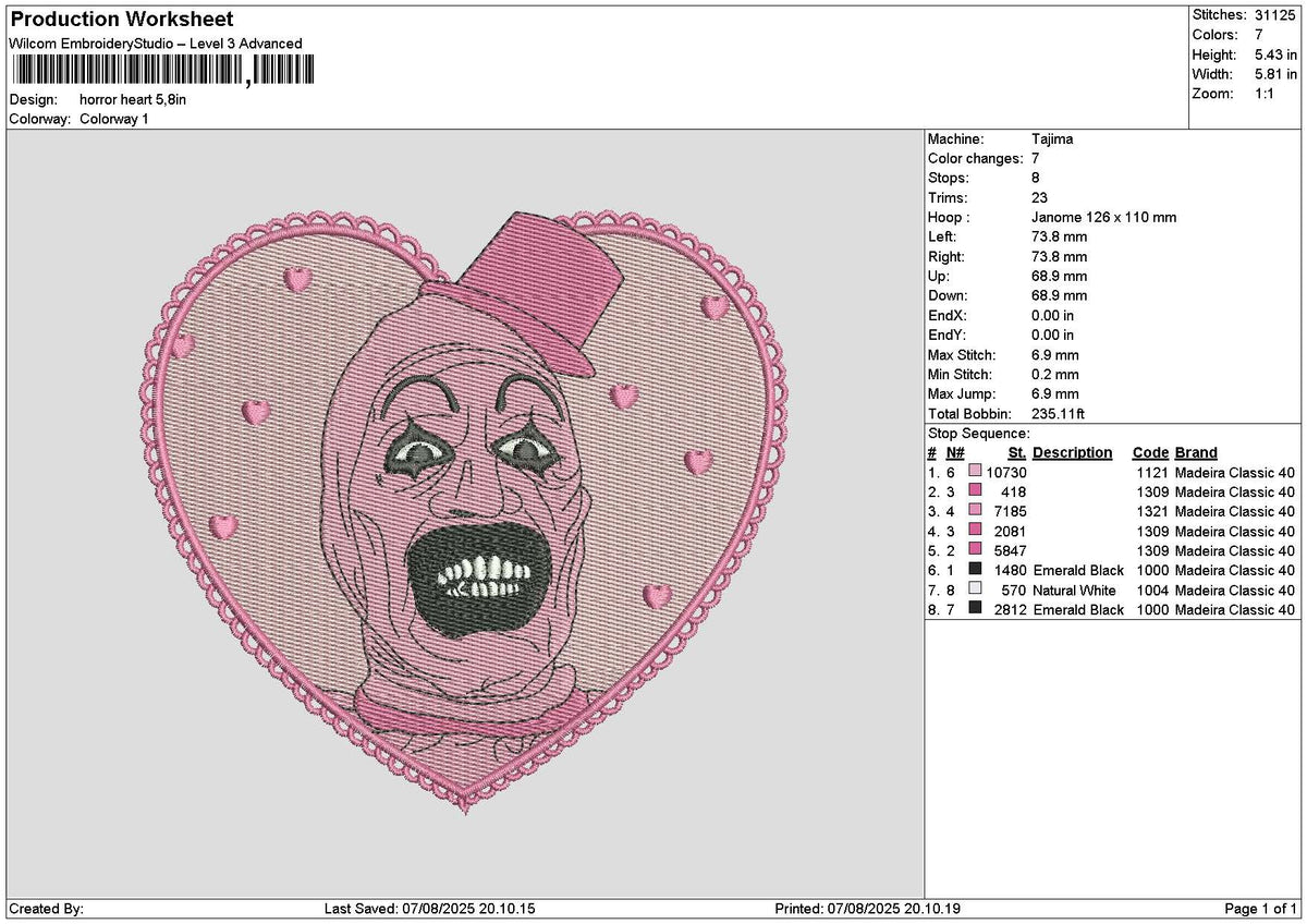 Ghost Heart Embroidery File 6 sizes