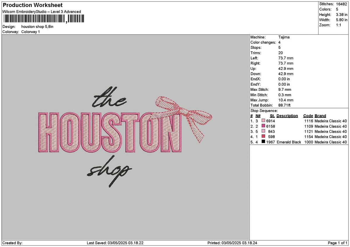Houstontext 0305 Embroidery File 6 sizes