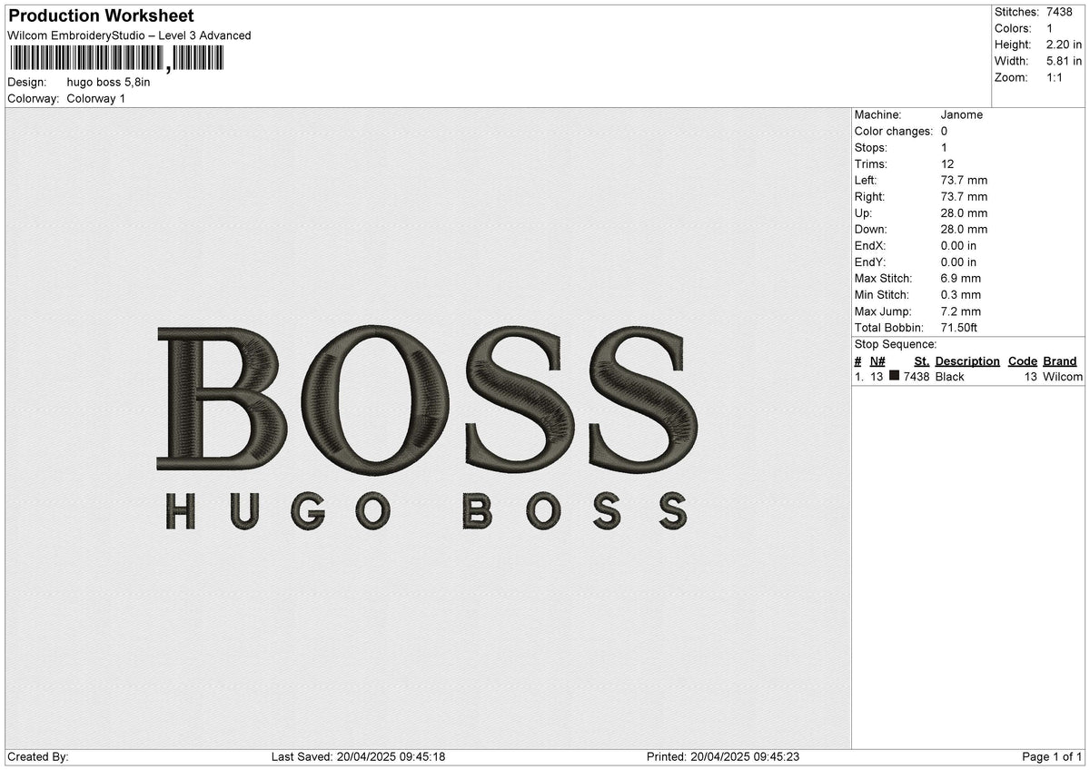 Hugo Boss Embroidery File 6 size
