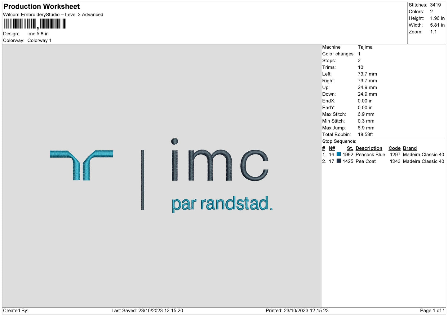 Imc Embroidery File 6 sizes