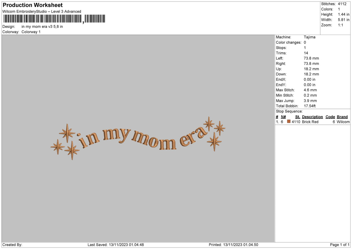 Mom Era V3 Embroidery File 6 sizes