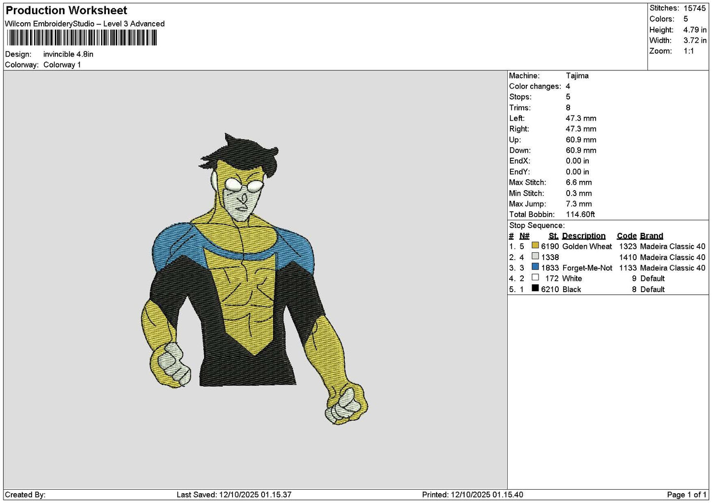 Hero 1210 Embroidery File 6 sizes